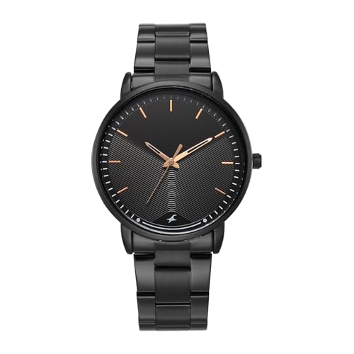 Image of Fastrack Stunners X Quartz Analog with Black Dial Black Stainless Steel Strap Watch for Men - 38159NM02
