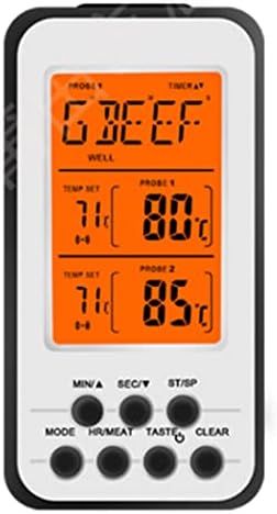 MXJCC LCD Digital Cooking Food Meat Smoker Oven Kitchen BBQ Grill Thermometer Clock Timer with Stainless Steel Probe