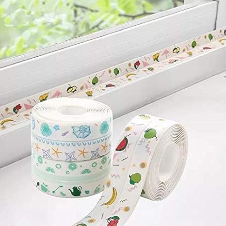 Winsky 2 Pcs Waterproof Tape for Kitchen Sink Oil Proof Caulk Kitchen Sink Tape Waterproof for Corner Caulk Self Adhesive Sealing Tape Gap Sealer for Platform Bathroom(Multi Print)-image-34
