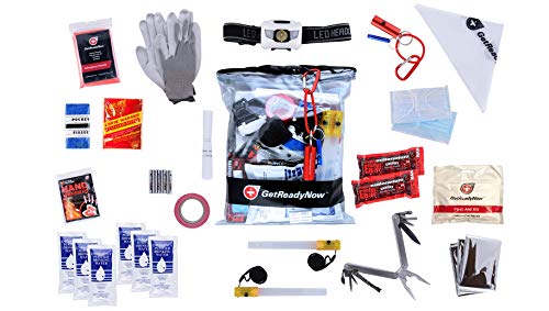 GETREADYNOW | Vehicle Emergency Kit | Earthquake & Natural Disaster Survival Supplies | Compact, Convenient Design | Clear Waterproof Dry Bag with Emergency Essentials