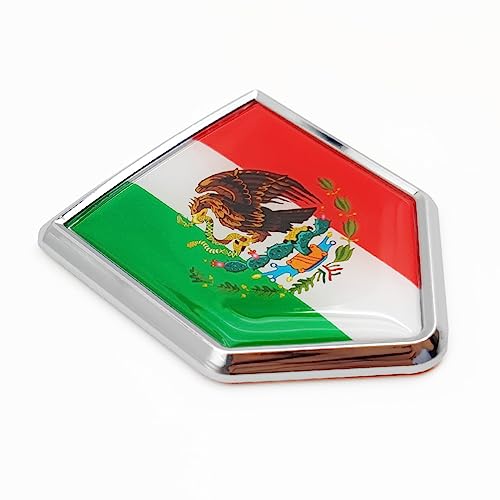 Overdecor Mexico Flag Decal Stickers Car Emblem Mexican Car Accessories Decorations Chrome Shield Flag Sticker Decals for Cars Truck Vehicles 2 Pack