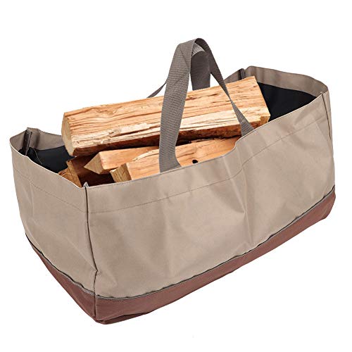 Lenha de madeira de madeira, bolsa grande de lona para transporte de lenha de madeira para lareira,
