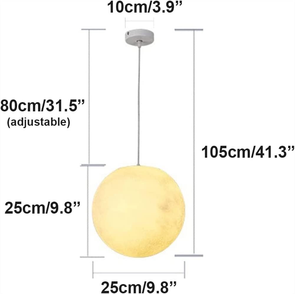 Industrial Pendant Light Creative Moon Resin Pendant Light Outdoor Porch Waterproof Chandelier Planet Moon Lampshade Ceiling Hanging Lamp for Outside Garden Patio Farmhouse Drop Lights ( Size : 25cm/9