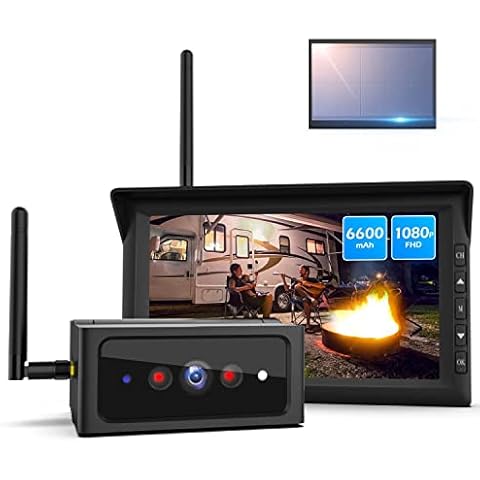AUTO-VOX Solar4 Reversing Camera Wireless Kit for Vans(1080P) 10Mins Install 6600mAh Rechargeable Battery Strong Signal Infrared Night Vision Waterproof RearView Camera for Caravan Motorhome Campervan Cover
