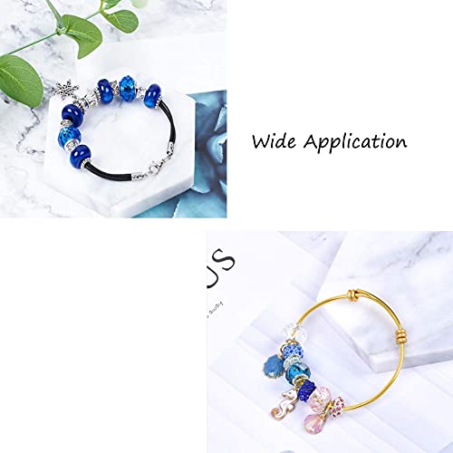 Pandahall 100Pcs Glass European Beads Faceted Large Hole Spacer Snake Chains Slide Charms Big Beads For Earring Necklace Bracelet Jewelry Making With Brass Silver Core Mixed Color 14X9Mm Hole: 5Mm #TOP3