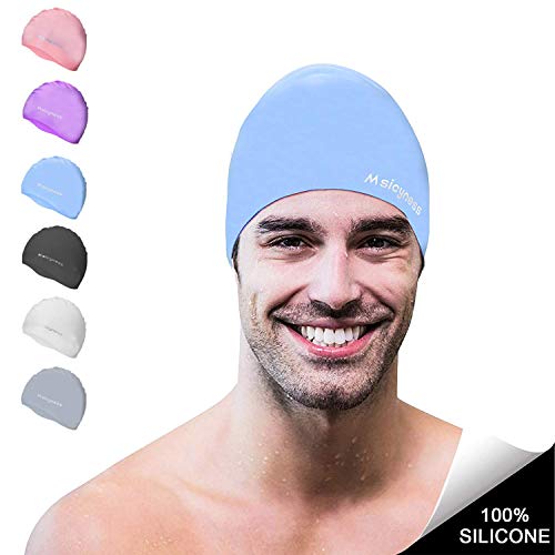 Msicyness Swim Caps for Men Women Silicone Stretchy Swimming Pool Water Hats Unisex