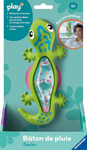Ravensburger Play+ - Bâton de Pluie Bébé Gecko Ventouse - Jouet Musical Bébé 6 Mois et Plus - Éveil Sensoriel - Premier Instrument - 34014