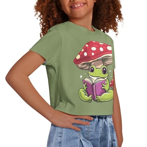 Crop Tops for Girls 5-14 Kids Short Sleeve Cropped Navel T-Shirt Summer Crewneck T Shirt4