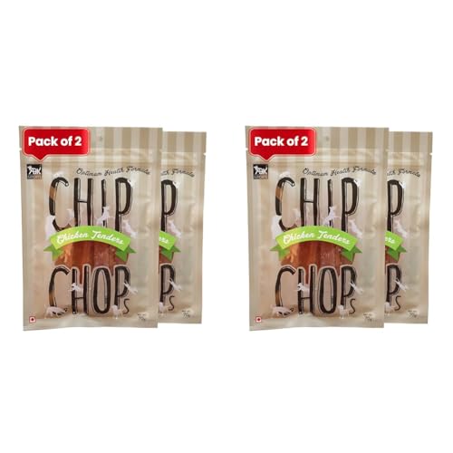 Image of Chip Chops All Life Stages, Strips Chicken Tenders Slice Dog Treat, Optimum Health Formula, Digestible, Suitable for All Dog Breeds, Easy to Digest, No Artificial Flavors Added, (Pack of 4) - 140G