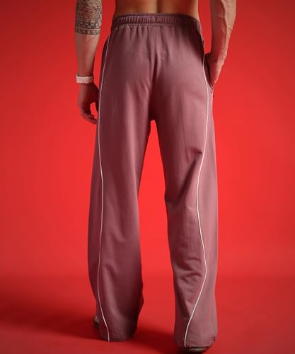 Image of POCKMAN Men Black & White Curve Pipping Wide Leg Comfort Joggers