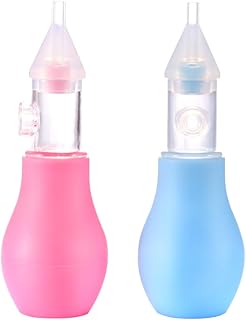 Aspirador Nasal Manual para Bebés Limpiador Nasal para Recién Nacidos y Niños Pequeños Nariz Tapada o Moqueo (Rosa y Azul)