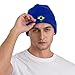 Brasil Flag of Brazil Skull Knit Hat for Men Women Slouchy Beanie Winter Warm Soft Stretch Thick Cuffed Cute Fashion Trendy Knitted Cap Blue
