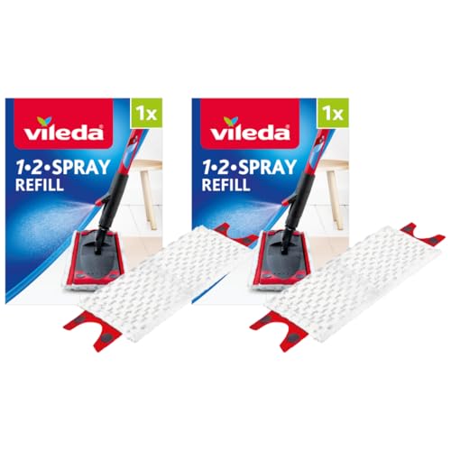 Vileda Almohadillas de microfibra de repuesto UltraMax 1-2 rociadores, microfibra, color blanco, paquete de 2