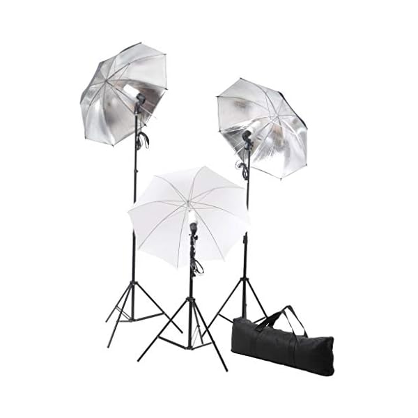 vidaXL Fotostudio Set mit Lampen-Set Hintergrund Schirm Komplettset Studioset Stativ Studioleuchte Fotografie… – Bild 6