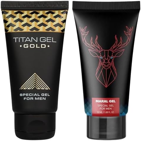 Irvy 2in1 Titan Gel Gold + Maral Power Gel for Male Energy Performance, Extra Strength Massage Cream for Men