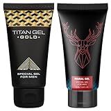 Irvy 2in1 Titan Gel Gold + Maral Power Gel for Male Energy Performance, Extra Strength Massage Cream for Men