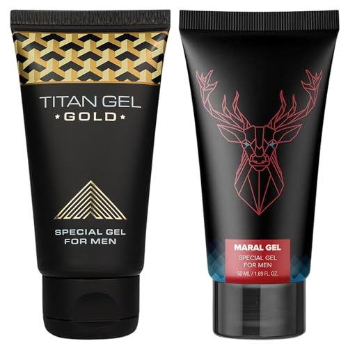 Irvy 2in1 Titan Gel Gold + Maral Power Gel for Male Energy Performance, Extra Strength Massage Cream for Men