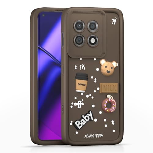 Image of Pikkme Back Cover for OnePlus 11 5G | Cute Fun Cartoon 3D Bear Silicone Full Body Protection Bumper Case (Brown)