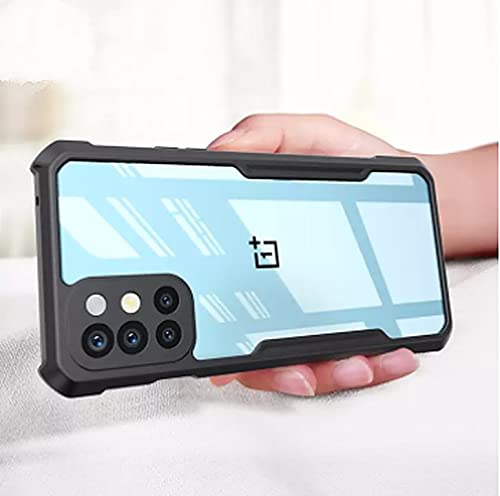 Image of A rtistque Clear Hard Transparent Acrylic Armor Anti-Drop Shockproof TPU Edge Back Cover Case for OnePlus 9R - Black