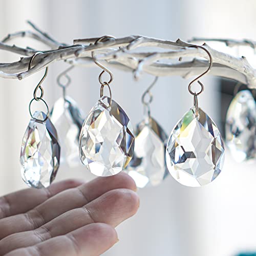 10Pcs 38Mm Clear Crystal Teardrops Chandelier Parts,Chandelier Crystal Prisms Pendants With Hook,Hanging Crystals For Lamp Window Christmas Tree Decoration Suncatcher #TOP6