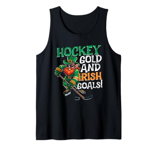 Leprechaun Playing Hockey St Patricks Day Camiseta sin Mangas