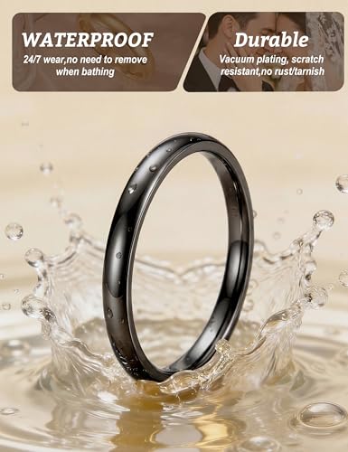 Image of ORAZIO Stainless Steel Rings for Men Women 6MM 8MM Wedding Band Rings Silver /Black /Gold Domed High Polished Basic Wedding Bands Comfort Fit Size 6-14