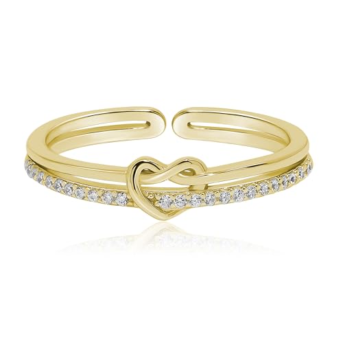 Meissa Bague Cœur argent 925 fiançailles Bague Ouverte alliance femme Bague reglable Cadeaux de Mère Fille Anniversaire Noël Bijoux fantaisie, Or