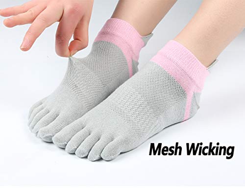Women's Toe Socks No Show Low Cut 5 Finger Cotton Mesh Wicking Athletic 6 Pack #TOP3