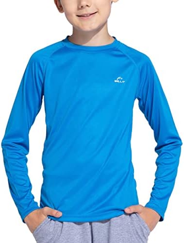 Willit Boy's UPF 50+ Sun Protection Shirt Long Sleeve Rash Guard Swim Shirts Youth SPF Fishing Quick Dry Shirt Brilliant Blue M