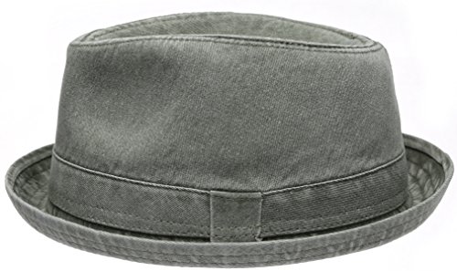 Men's Casual Vintage Style Washed Cotton Fedora Hat (Olive, Large-X-Large) #TOP2