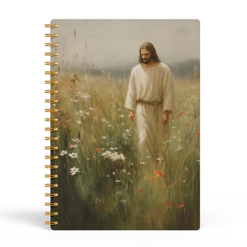 EKGJW Christian Jesus Wildflowers Spiral Notebook,Peaceful Bible Verse Prayer Journal