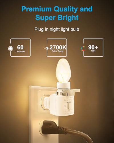 Image of OuuKoo Night Light Bulb Warm White Replacement Bulbs - E12 Light Bulbs - 7Watt Incandescent Light Bulbs - 15 Packs Warm White Glow - Dimmable