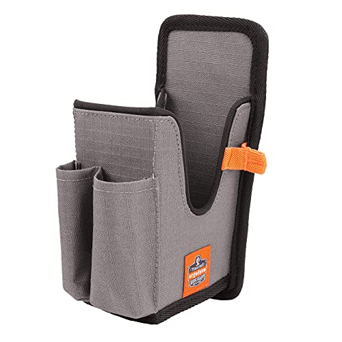 Image of Ergodyne Squids 5541 Barcode Scanner Holster Pouch for Gun Grip Mobile Computers, Holder for Handheld Bar Code Scanners, Belt Clip Attachment Gray Large