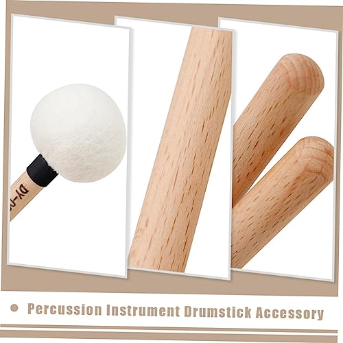 Set de 2 baquetas de fieltro con mango de madera para batería miniatura 3
