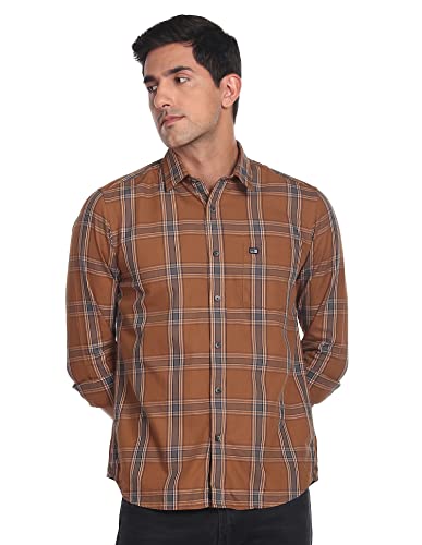 Image of Arrow Men's Cotton Checkered Slim Fit Shirt