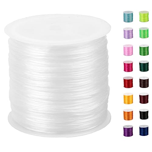 Cordón elástico de cuentas transparente e invisible para pulseras de 1 mm 2