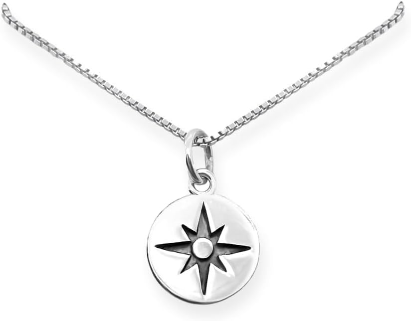 Small and Dainty Sterling Silver North Star Compass Necklace for Women, Travel Necklace, Graduation Gift Necklace, Daughter Gift Necklace, Gift Necklace for Wife