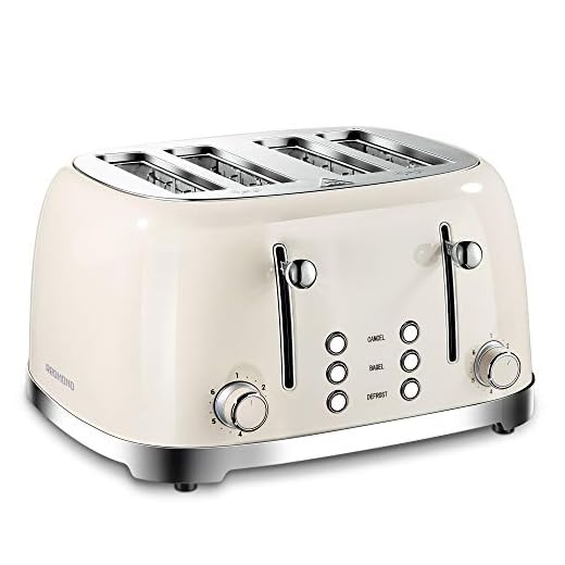 REDMOND 4 Slice Toaster Retro Stainless Steel Toasters with Bagel Defrost Cancel Function, 6 Browning Settings, Cream, ST033 WT-340C