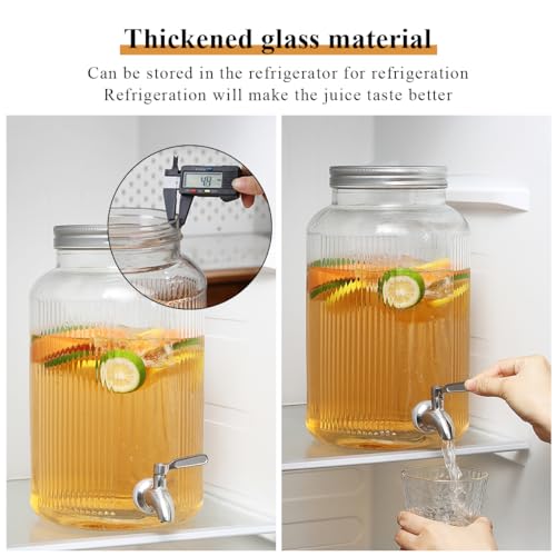Miniatura 7 de Evanda Dispensador De Bebidas De Cristal Con Grifo De Acero Inoxidable A Prueba De Fugas, Dispensador De Bebidas Heladas De 5,5l, Dispensador De Bebidas Para Tetera De Frutas Para Hacer Té Helado