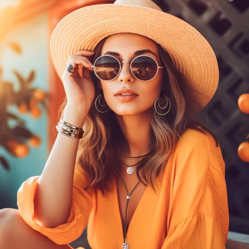 Image of Ecally Bohemian Western Jewelry Turquoise Set Women Country Pendant Long Choker Layered Bracelets Earrings Ring for Women