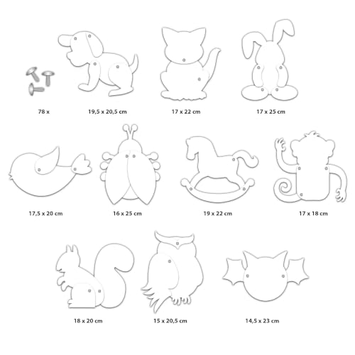 Cartón para manualidades blanco Ursus para diseñar animales móviles sin recortar 3