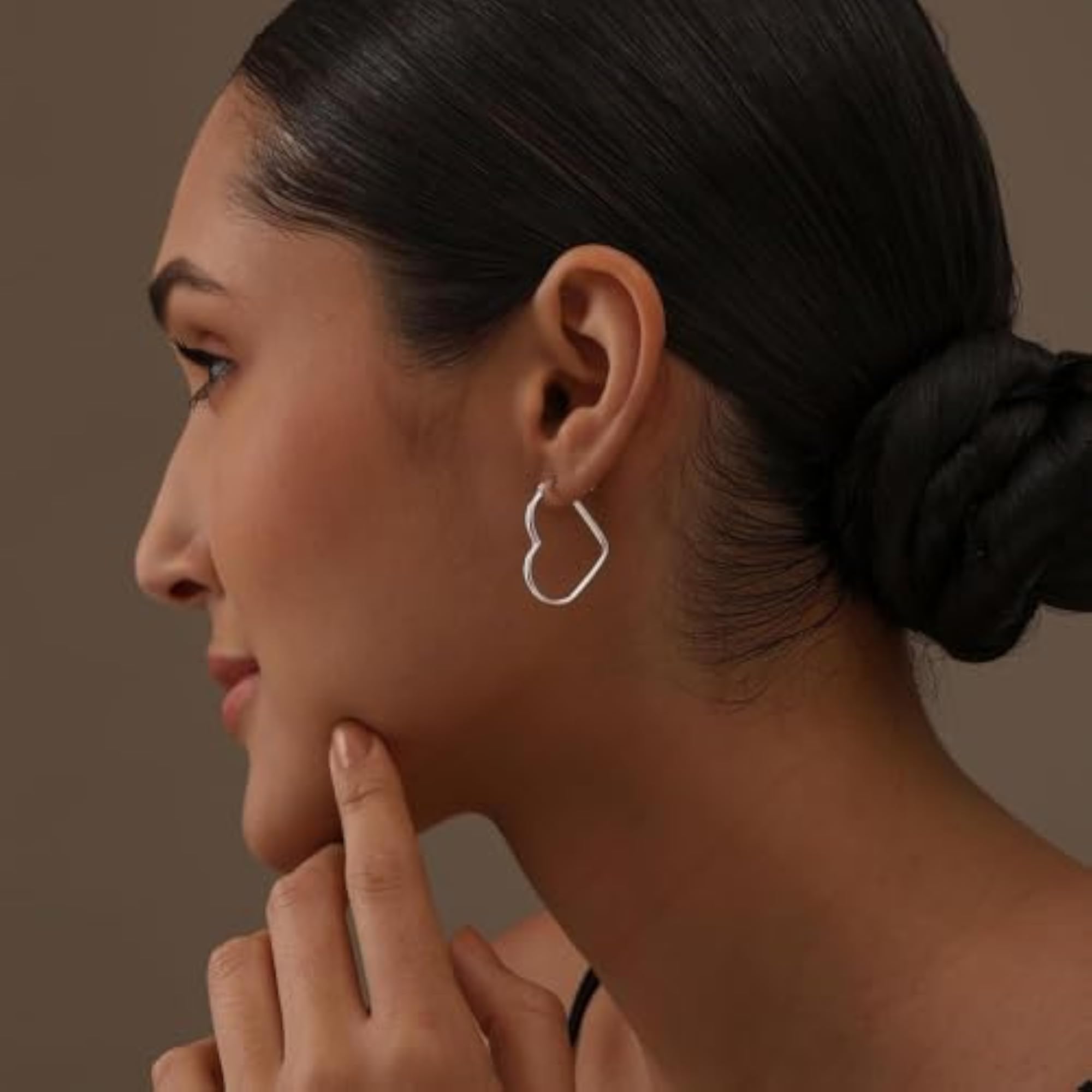 Women's 925 Sterling Silver Heart Shape Hoop Earrings