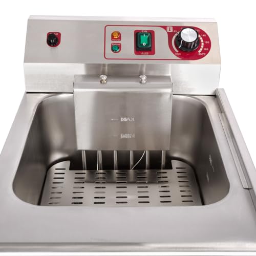 Beeketal 'BSF-160P' Profi Gastro Stand Fritteuse mit Unterschrank (16 L Volumen für max. 11 L Öl) Edelstahl Friteuse mit Fettablaufhahn im Schrank, 5000 Watt, 400V-50Hz Starkstrom Anschluss – Bild 7