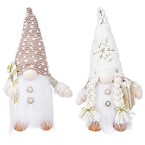 12″ Lighted Christmas Gnomes Decorations for Home 2 Pack Handmade Christmas Gnomes Plush with LED Light Scandinavian Swedish Style Gnomes Battery Operated Elf Doll Xmas Ornaments Holiday