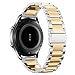SHANGPULE Compatible for Gear S3 bands, Galaxy Watch 3 45mm Band Galaxy Watch 46mm Bands, 22mm Stainless Steel Metal Replacement Strap Bracelet (Silver + Gold)