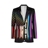 Binienty Novelty Gay Pride Blazer Rianbow Men,Casual Suit Jacket for Business Work One Button Sport Coat & Blazer