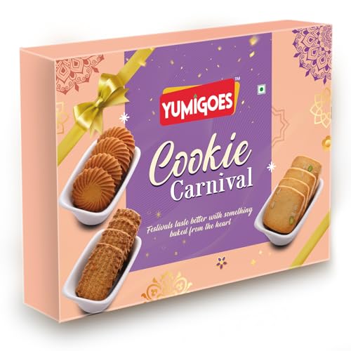 Yumigoes Cookie Carnival Gift Pack 475g – Premium Assorted Cookies | Gourmet Snack Box for Diwali, Rakhi, Return Gifts & Celebrations