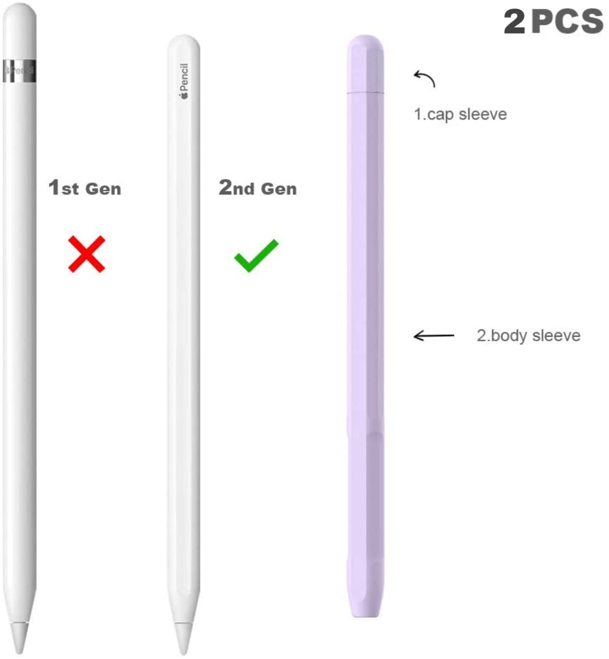 Meyaar Pencil Case Compatible with Apple Pencil 2nd Generation Case, Sleeve Silicone Cover Accessories for Apple Pencil 2nd Generation (Purple) — Amazon image 2