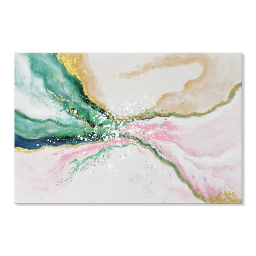 7Fisionart Green Abstract Wall Art for Living Room Modern Pink