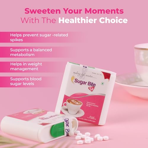 Image of SUGAR BITE SL Tablets - 300 Pellets (Pack of 2) | Zero Calorie Sugar Substitute Artificial Sweeteners | Support a Balanced Metabolism | Helps in Weight Management & Maintain Blood Sugar Level